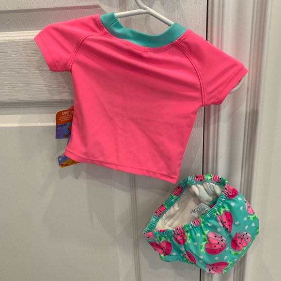 Baby girl 2 piece swimsuit with built in diaper 0-3 months - Picture 2 of 3